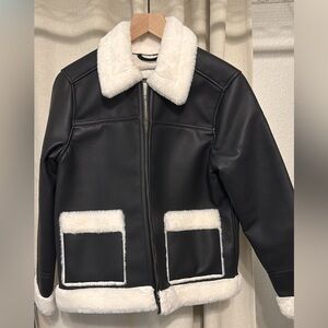 Abercrombie Kids Vegan Leather Shearling Jacket